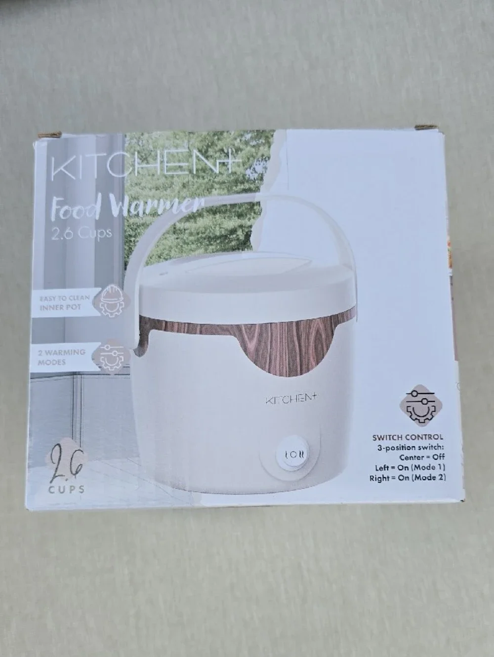 White & Wood Grain 2.6 Cup Food Warmer